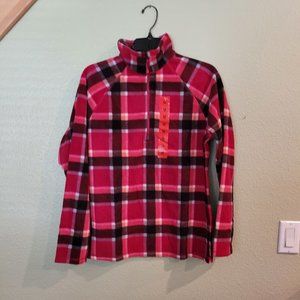 Eddie Bauer Dark Berry Plaid 1/4 Zip Fleece